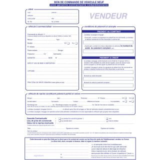 Liasse d'un bon de commande véhicule neuf