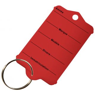 Etiquette clés plastique KTAG rouge