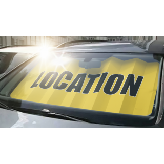 Panneau pare-brise VITRAFLASH Location jaune en situation