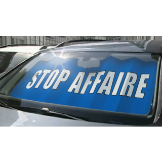 Panneau pare-brise VITRAFLASH Stop affaire bleu en situation