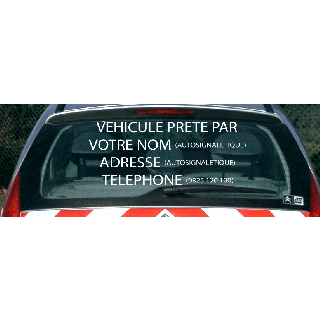 Autocollant lunette arrière véhicule prêté par personnalisé