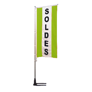 Drapeau Soldes vert à bandes latérales