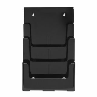 Présentoir A4 4 compartiments noir AS2K773 de face