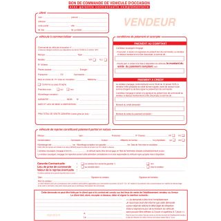 Liasse d'un Carnet bon de commande véhicules occasions 50 liasses