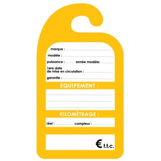 Affiche de prix rétroviseur en carton coloris jaune les 10 ex