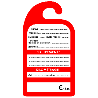 Affiche de prix rétroviseur en carton coloris rouge les 50 ex