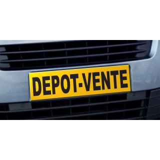 Cache plaque d'immatriculation avantage Dépôt Vente jaune et noir