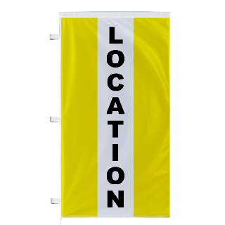 Bannière Location jaune à bandes latérales