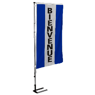 Kit mat et drapeau bienvenue bleu à bandes latérales 4 m