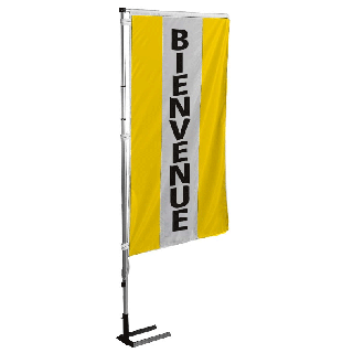 Kit mat et drapeau bienvenue jaune à bandes latérales 4 m