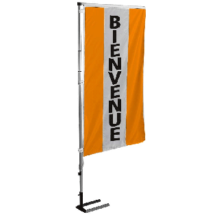 Kit mat et drapeau bienvenue orange à bandes latérales 4 m