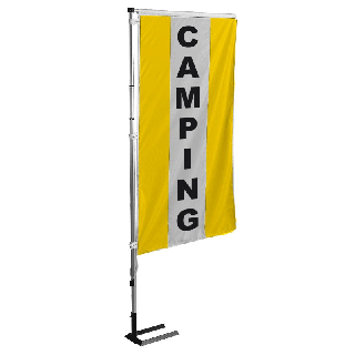 Kit mat et drapeau Camping Jaune à bandes latérales 4 m