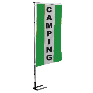 Kit mat et drapeau Camping Vert à bandes latérales 5.5 m