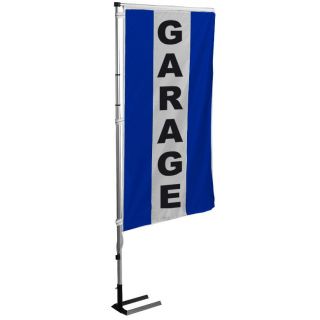Kit drapeau et mat garage bleu à bandes latérales 4 m