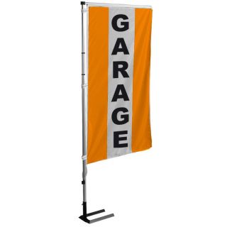 Kit drapeau et mat garage orange à bandes latérales 5.5 m