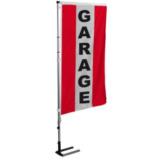 Kit mât et drapeau Garage rouge à bandes latérales 5.5 m