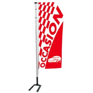 Kit mat et drapeau Occasion à damiers 5.5 m coloris rouge