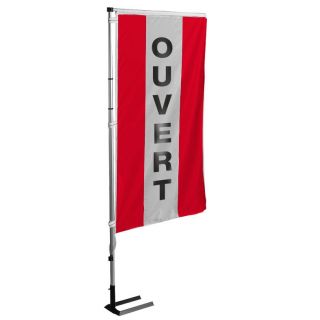 Kit mat et drapeau Ouvert rouge à bandes latérales 5.5 m