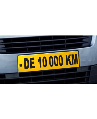 Cache plaque d'immatriculation avantage - de 10000 KM jaune et noir