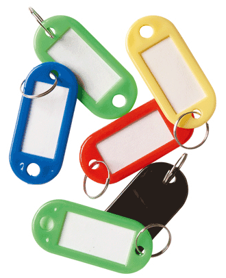 Porte clef assortiment de couleurs avec étiquette le lot de 20