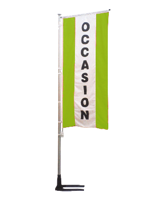 Kit mat et drapeau occasion vert à bandes latérales 4 m