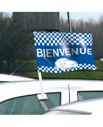 Drapeau bienvenue bleu de vitre automobile