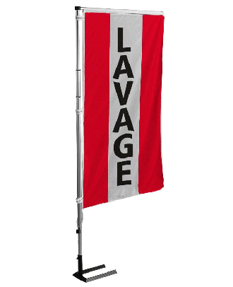 Kit mat et drapeau lavage rouge à bandes latérales 4 m de travers