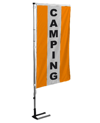 Kit mat et drapeau Camping orange à bandes latérales 4 m
