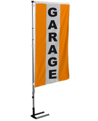 Kit mat et drapeau garage orange à bandes latérales 4 m