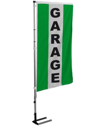 Kit mat et drapeau garage vert à bandes latérales 4 m
