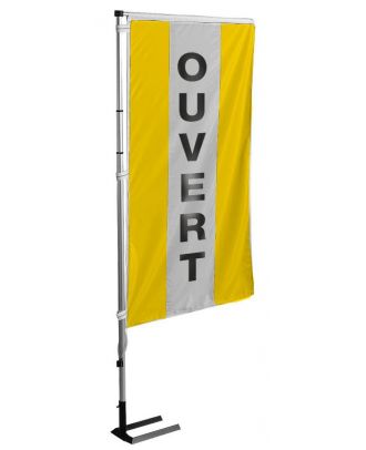 Kit mat et drapeau OUVERT jaune à bandes latérales 5.5 m