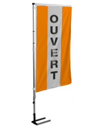 Kit mat et drapeau ouvert orange à bandes latérales 4 m