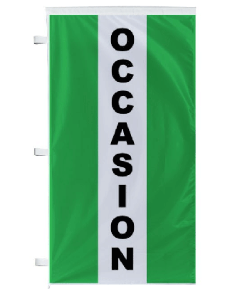 Drapeau occasion vert à bandes latérales